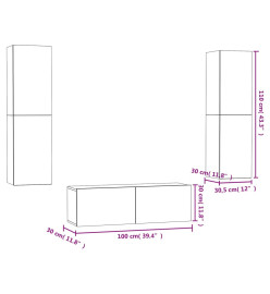 Ensemble de meubles TV 3 pcs Gris béton Aggloméré