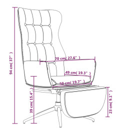 Chaise de relaxation avec repose-pied Noir brillant Similicuir