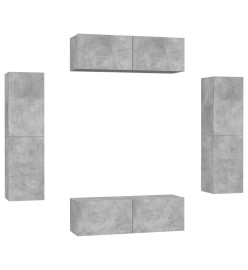 Ensemble de meubles TV 4 pcs Gris béton Aggloméré