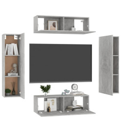 Ensemble de meubles TV 4 pcs Gris béton Aggloméré