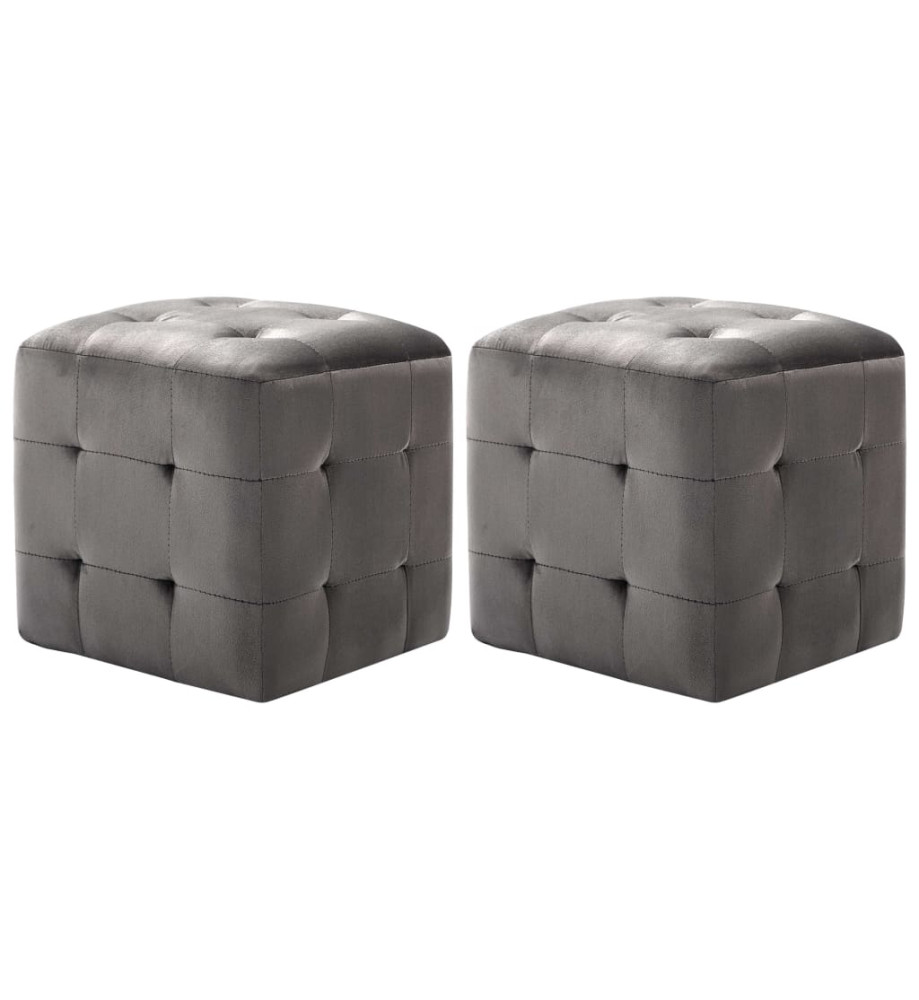 2 pcs Tables de chevet Gris 30x30x30 cm Tissu velours