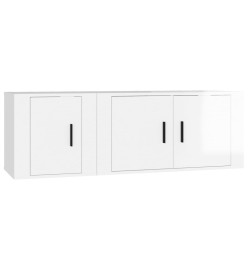 Ensemble de meubles TV 2 pcs blanc brillant bois d'ingénierie