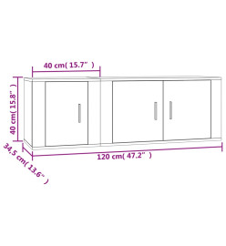 Ensemble de meubles TV 2 pcs blanc brillant bois d'ingénierie