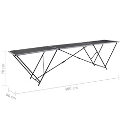 Table à coller pliable MDF et aluminium 300 x 60 x 78 cm