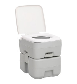 Toilette de camping portable gris et blanc 20+10 L PEHD