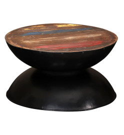 Table basse Bois de récupération massif Base noire 60x60x33 cm