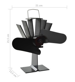 Ventilateur de poêle alimenté par chaleur 2 pales Noir