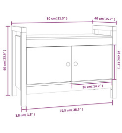 Banc d'entrée Gris 80x40x60 cm Bois de pin massif