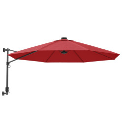 Parasol mural avec LED rouge vif 290 cm