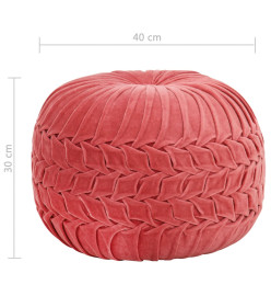 Pouf Velours de coton Design de sarrau 40 x 30 cm Rose