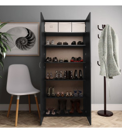 Armoire à chaussures Noir 80 x 35,5 x 180 cm Aggloméré