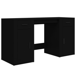 Bureau avec armoire noir bois d'ingénierie