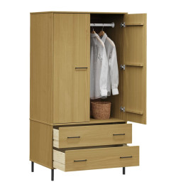 Garde-robe avec pieds en métal Marron 90x55x172,5 cm Bois OSLO