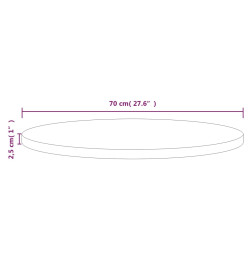 Dessus de table Blanc Ø70x2,5 cm Bois de pin massif