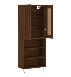 Buffet haut Chêne marron 69,5x34x180 cm Bois d'ingénierie