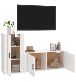 Ensemble de meubles TV 2 pcs blanc brillant bois d'ingénierie