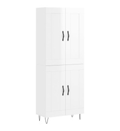 Buffet haut Blanc brillant 69,5x34x180 cm Bois d'ingénierie