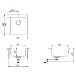 Évier de cuisine Granit Seul lavabo Beige