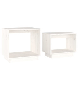 Tables basses gigognes 2 pcs Blanc Bois de pin massif