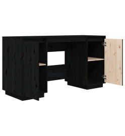 Bureau noir 140x50x75 cm bois massif de pin