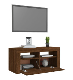 Meuble TV avec lumières LED Chêne marron 90x35x40 cm