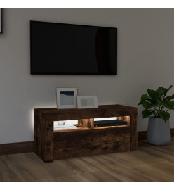 Meuble TV avec lumières LED Chêne fumé 90x35x40 cm