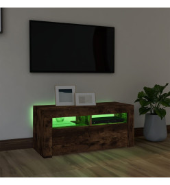 Meuble TV avec lumières LED Chêne fumé 90x35x40 cm