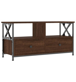 Meuble TV chêne marron 90x33x45 cm bois d'ingénierie et fer