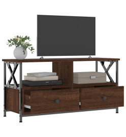 Meuble TV chêne marron 90x33x45 cm bois d'ingénierie et fer