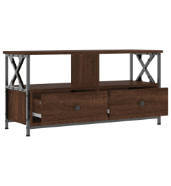 Meuble TV chêne marron 90x33x45 cm bois d'ingénierie et fer