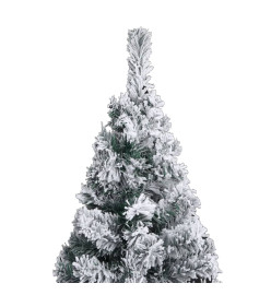 Sapin de Noël artificiel mince flocon de neige vert 210 cm PVC