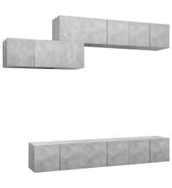 Ensemble de meuble TV 7 pcs Gris béton Aggloméré