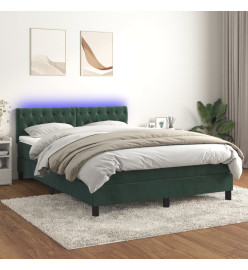 Sommier tapissier matelas et LED Vert foncé 140x190 cm Velours