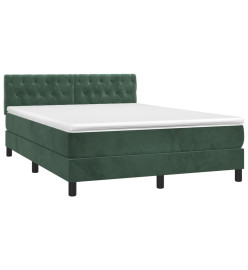 Sommier tapissier matelas et LED Vert foncé 140x190 cm Velours