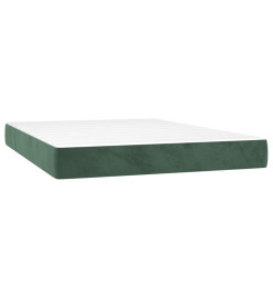 Sommier tapissier matelas et LED Vert foncé 140x190 cm Velours