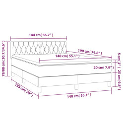 Sommier tapissier matelas et LED Vert foncé 140x190 cm Velours