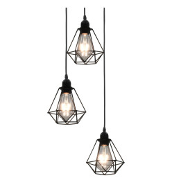 Plafonnier avec design de diamant Noir 3 ampoules E27