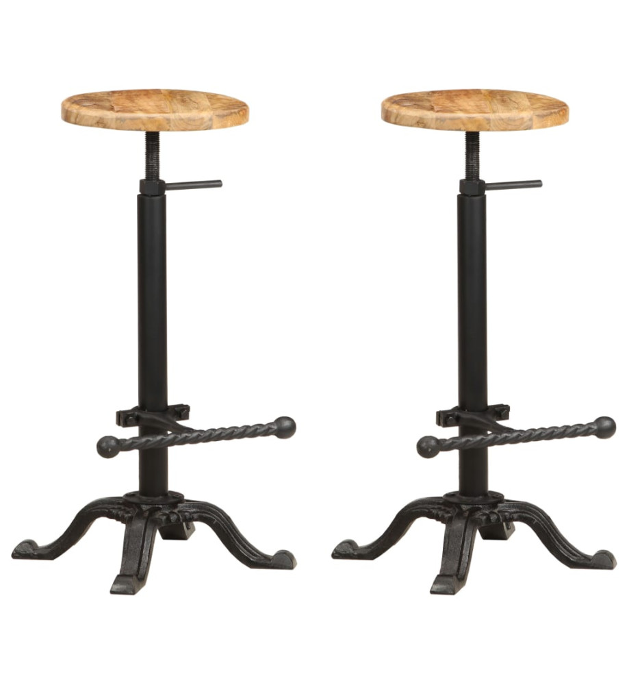 Chaises de bar lot de 2 bois de manguier solide