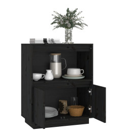 Buffet Noir 60x34x75 cm Bois massif de pin