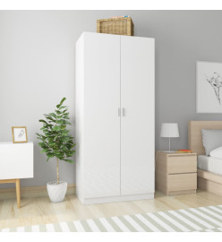 Garde-robe Blanc brillant 90x52x200 cm Aggloméré