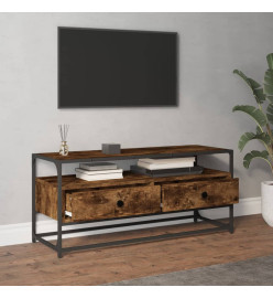 Meuble TV chêne fumé 100x35x45 cm bois d'ingénierie