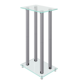 Supports de haut-parleurs 2 pcs argenté verre trempé 4 piliers