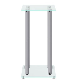 Supports de haut-parleurs 2 pcs argenté verre trempé 4 piliers