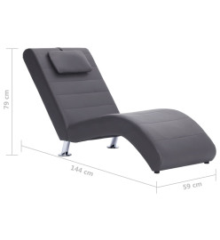 Chaise longue avec oreiller Gris Similicuir