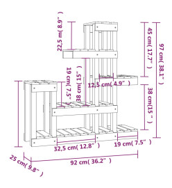 Support à plantes Blanc 92x25x97 cm Bois massif de pin