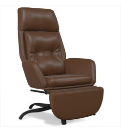 Chaise de relaxation et repose-pied Marron brillant Similicuir