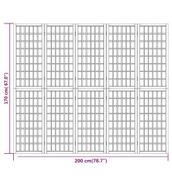 Cloison de séparation pliable 5 panneaux 200x170 cm Noir