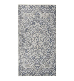 Tapis à tissage plat d'extérieur 80x150 cm Motif bleu