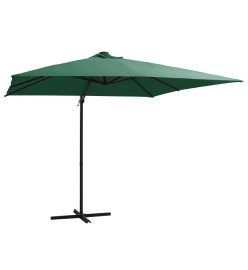 Parasol déporté avec LED et mât en acier 250x250 cm Vert