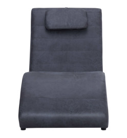 Chaise longue avec oreiller Gris Similicuir daim